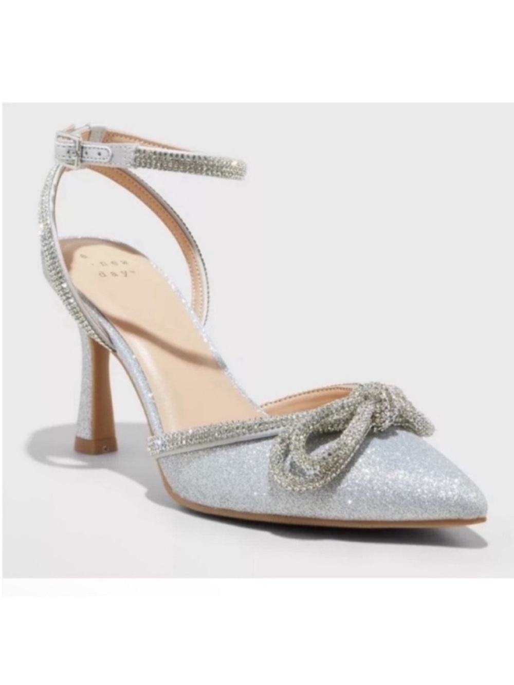 🆕- A New Day- Silver Rhinestone Sparkle Heels with Bow Detail. Size: 7.5